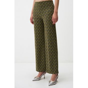 Pantaloni din material jacquard cu croiala ampla