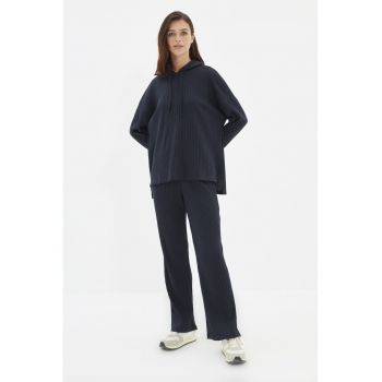 Trendyo - Set de hanorac si pantaloni cu aspect striat