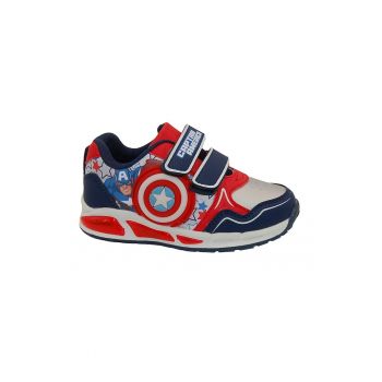 Pantofi sport cu imprimeu Captain America si velcro