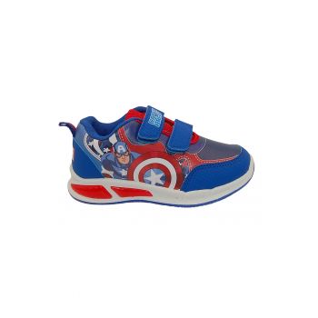 Pantofi sport cu imprimeu Captain America si velcro