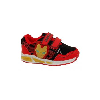 Pantofi sport cu imprimeu Iron Man si velcro