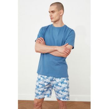 Pijama cu pantaloni scurti cu model tropical