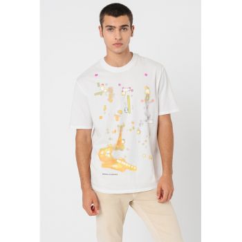 Tricou de bumbac cu imprimeu abstract