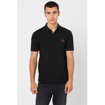 Tricou polo slim fit cu logo discret