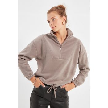 Bluza de trening din fleece cu fermoar scurt