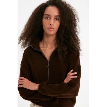 Bluza de trening din fleece cu fermoar scurt