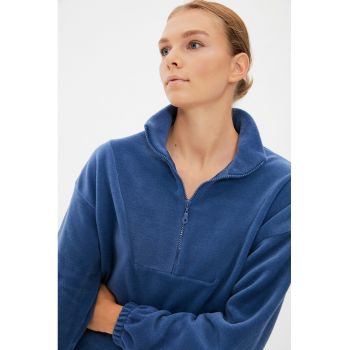 Bluza de trening din fleece cu fermoar scurt