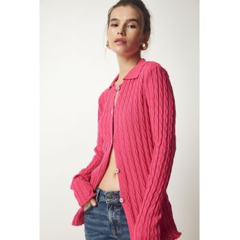 Cardigan cu model torsade si nasturi