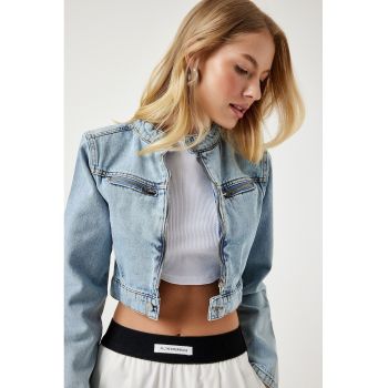 Jacheta crop din denim