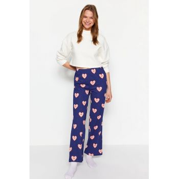 Pantaloni de pijama din bumbac cu model cu inimi