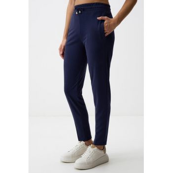 Pantaloni de trening din amestec de modal cu talie inalta