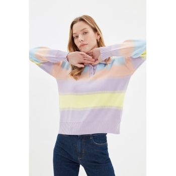 Pulover polo cu aspect colorblock