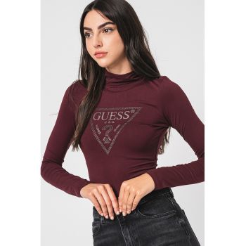 Body-bluza cu guler inalt si imprimeu logo Evelyn