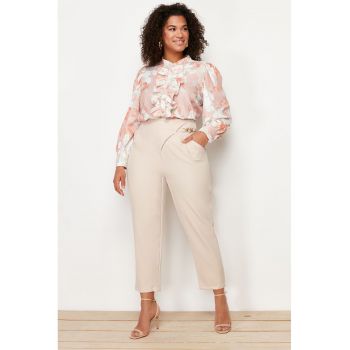 Pantaloni plus size cu talie inalta