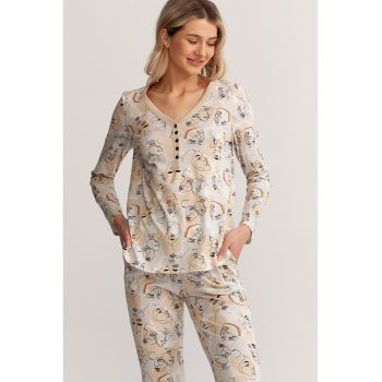 Pijama lunga de bumbac Lora