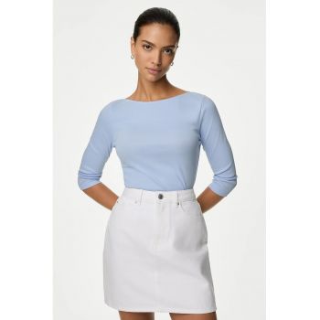 Bluza slim fit cu maneci trei sferturi