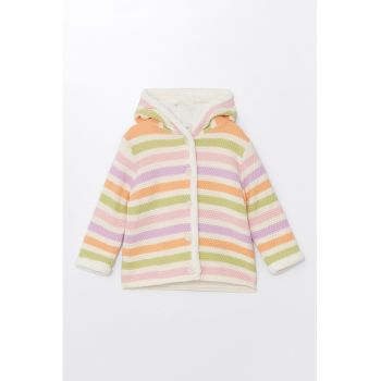 Cardigan colorblock cu gluga