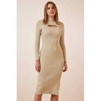 Rochie midi cu aspect striat