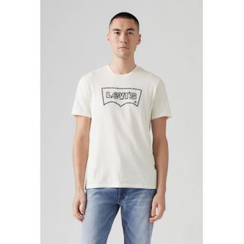 Tricou de bumbac cu decolteu la baza gatului