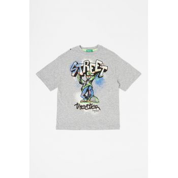 Tricou de bumbac cu imprimeu graffiti