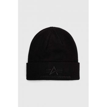 Alpha Industries căciulă 3D Beanie culoarea negru, din țesătură uni 168910.03