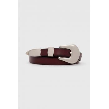 Answear Lab curea de piele femei, culoarea bordo