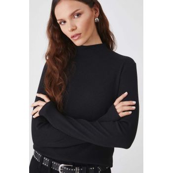 Medicine longsleeve femei, culoarea negru, cu turtleneck