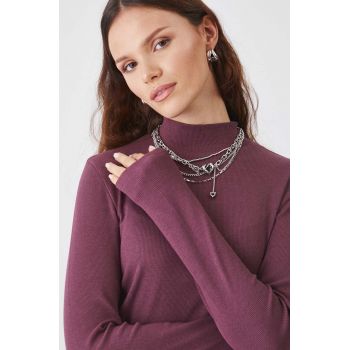 Medicine longsleeve femei, culoarea violet, cu turtleneck