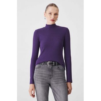 Medicine longsleeve femei, culoarea violet, cu turtleneck ieftin