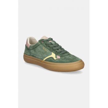 Pepe Jeans sneakers din piele intoarsă PLS31586 culoarea verde, TRAVIS RETRO W