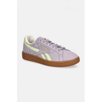 Reebok Classic sneakers din piele intoarsă Club C Grounds Uk culoarea violet, 100207963