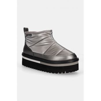 Tommy Jeans cizme de iarna TJW NYLON FLATFORM BOOT WL culoarea gri, EN0EN02689