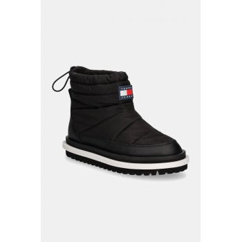 Tommy Jeans cizme de iarna TJW PADDED FLAT BOOT WL culoarea negru, EN0EN02725