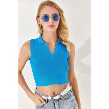 Top polo crop striat