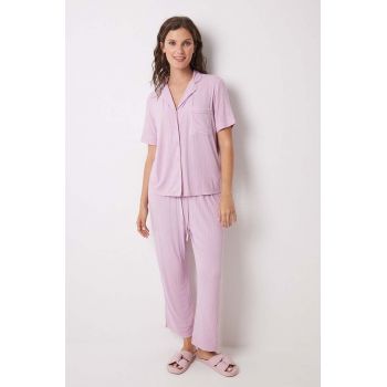 women'secret pijama SOFT TOUCH FRANCHISEE femei, culoarea roz, 3598067