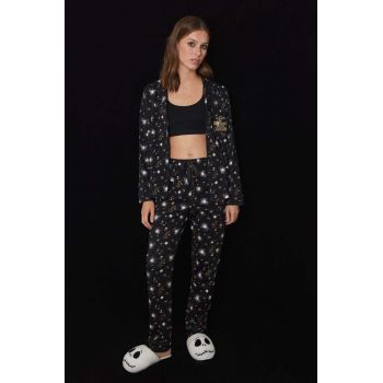 women'secret pijamale de bumbac HALLOWEEN culoarea negru, bumbac, 3138551