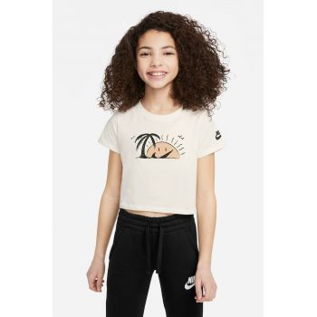 Tricou crop cu imprimeu Swoosh