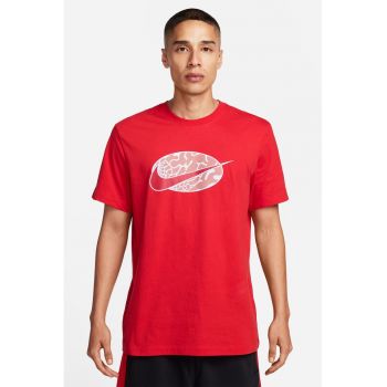 Tricou cu decolteu la baza gatului si imprimeu logo Swoosh