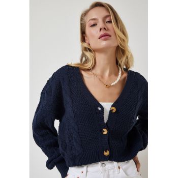 Cardigan crop cu maneci cazute