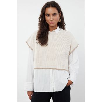 Pulover crop lejer striat