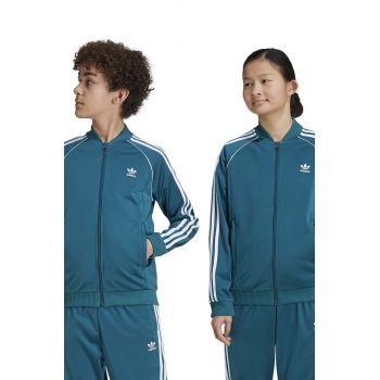 adidas Originals bluza copii SST TRACK TOP culoarea verde, cu imprimeu, IY7452