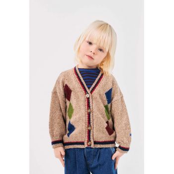 Bobo Choses cardigan cu amestec de lână pentru copii Diamonds culoarea bej, 224AC120