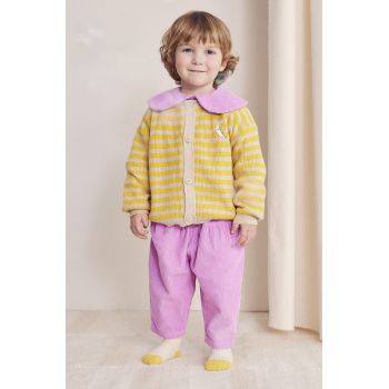 Bobo Choses pantaloni din bumbac pentru bebeluși culoarea roz, neted, 224AB071