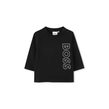 BOSS longsleeve din bumbac pentru bebeluși culoarea negru, cu imprimeu, J51293