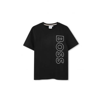 BOSS tricou de bumbac pentru copii culoarea negru, cu imprimeu, J51206