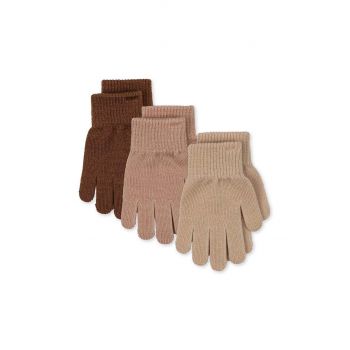 Konges Sløjd manusi cu un amestec de lana pentru copii FILLA GLOVES 3-pack culoarea bej, KS101220