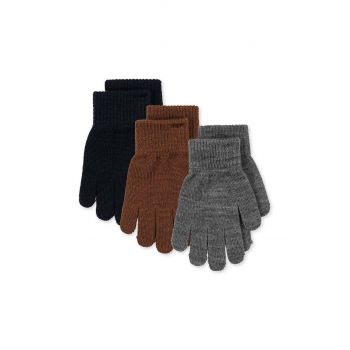 Konges Sløjd manusi cu un amestec de lana pentru copii FILLA GLOVES 3-pack culoarea gri, KS101220 de firma originale