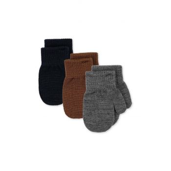 Konges Sløjd manusi cu un amestec de lana pentru copii FILLA MITTENS 3-pack culoarea gri, KS101221 de firma originale