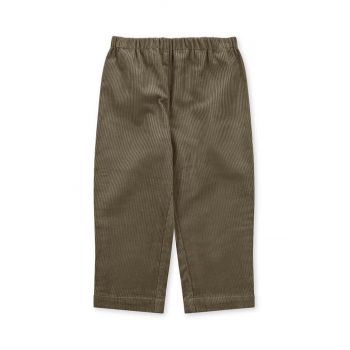 Konges Sløjd pantaloni de bumbac pentru copii culoarea verde, neted