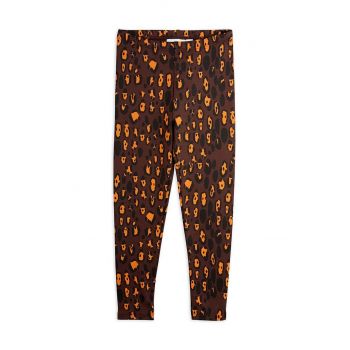 Mini Rodini leggins copii Leopard culoarea maro, modelator, 2473011016